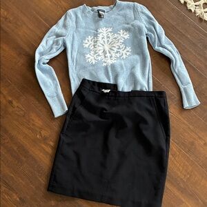 Ann Taylor Factory Blue Sweater with White Snowflake